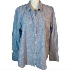 Kenneth Cole New York Blue White Stripe 100% Cotton Button Down Shirt Size XL